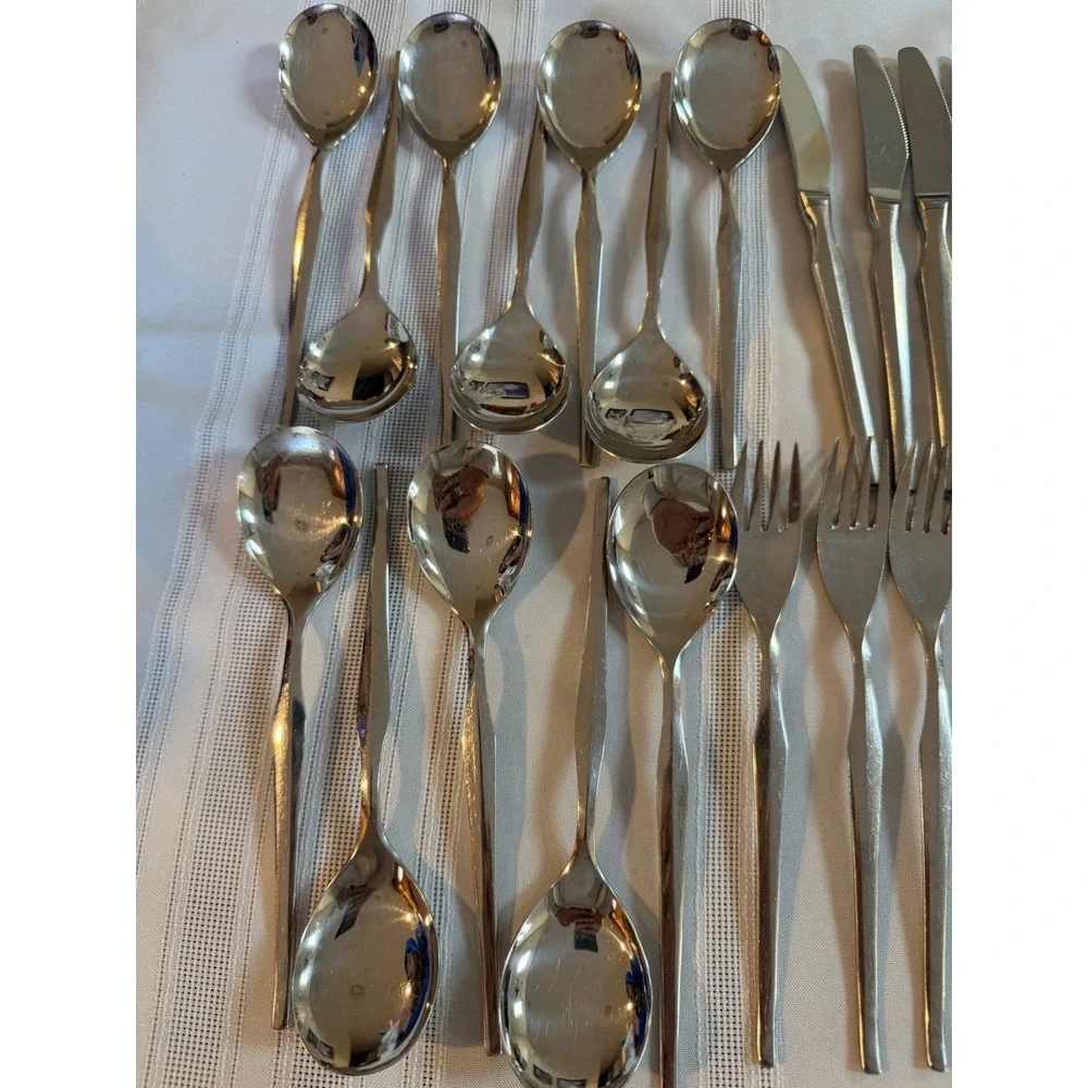 VTG NICA  Roneusil Rostfrei Stainless Flatware 31 Pc Set Germany MCM Modernist